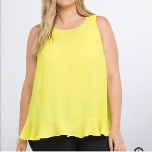 NWOT bright yellow chiffon flowy tank blouse